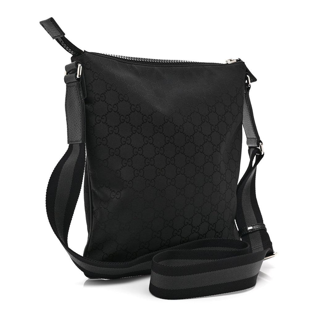 Nylon Monogram Small Flat Messenger Bag Black