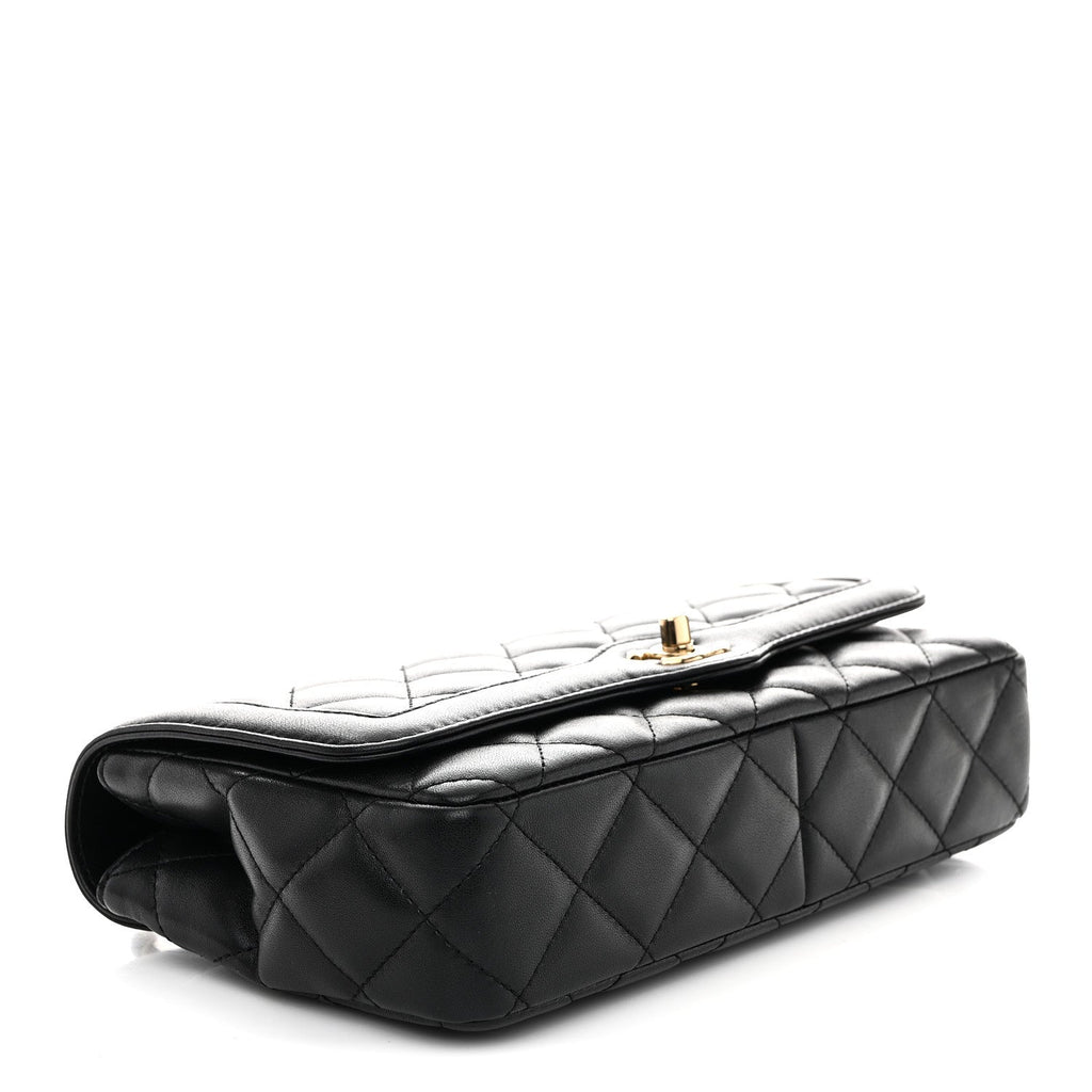 Lambskin Quilted Small Flap Bag Black