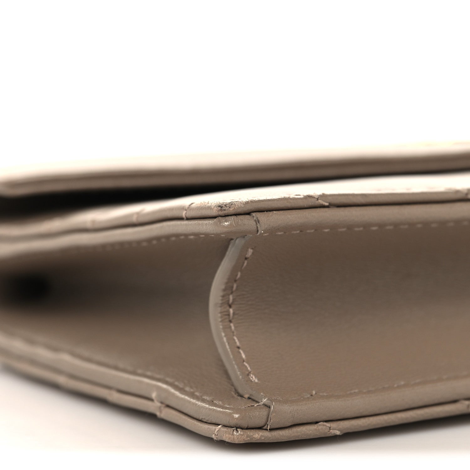 Lambskin Matelasse Chevron Monogram Envelope Chain Wallet Dusty Grey