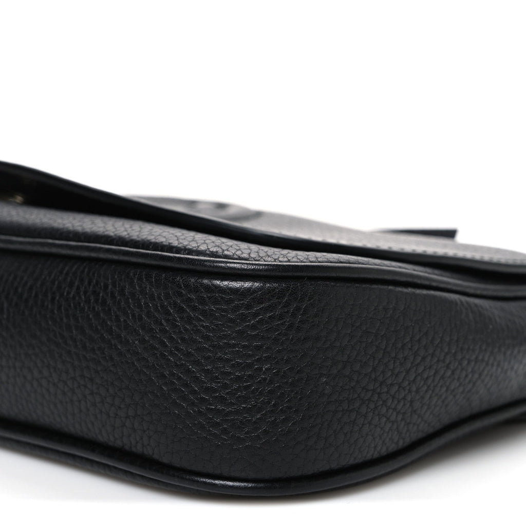 Pebbled Calfskin Medium Soho Flap Crossbody Black