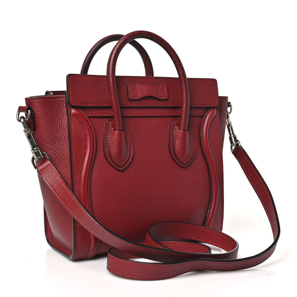 Drummed Calfskin Nano Luggage Merlot