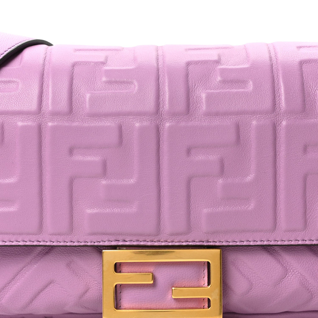 Nappa FF 1974 Embossed Baguette Agapanto