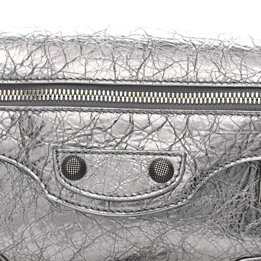 Metallic Agneau Arena Small Le Cagole Sling Bag Silver