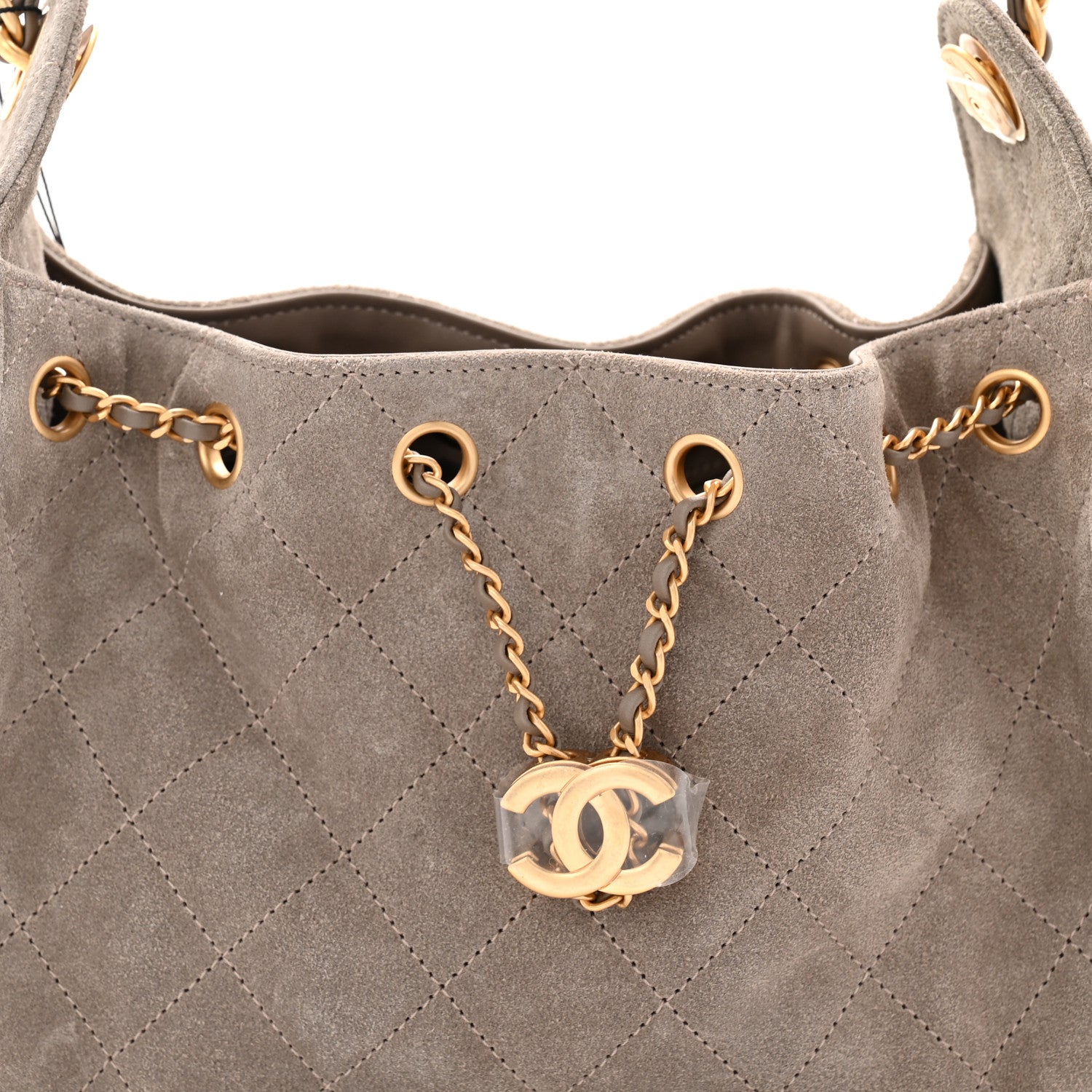 Suede Quilted Mini Chanel 25 Handbag Dark Grey