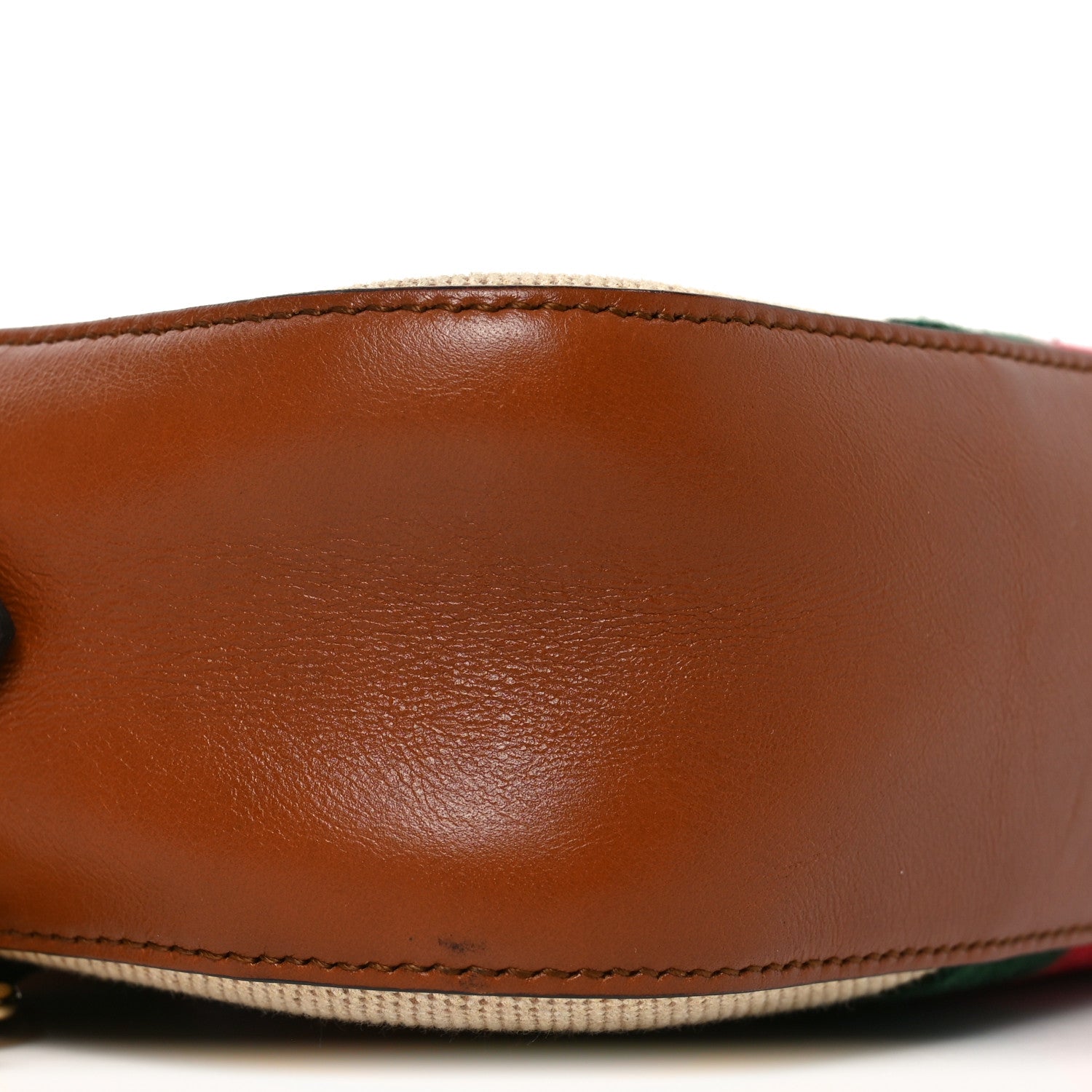 Vintage Canvas Web Shoulder Bag Sand Cuir