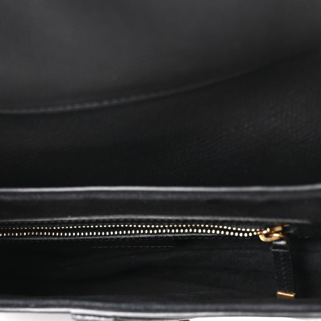 Grained Calfskin Saddle Bag Black