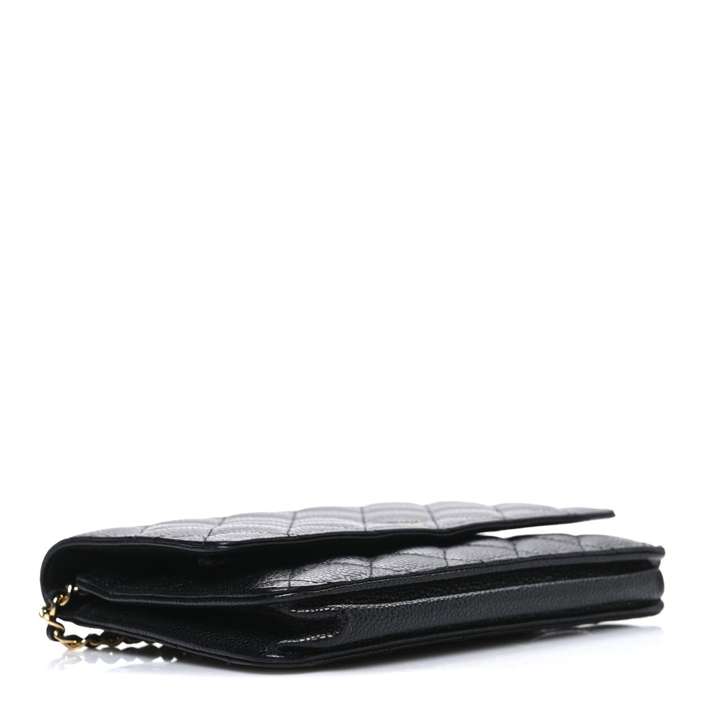 Caviar Quilted Wallet on Chain WOC Black