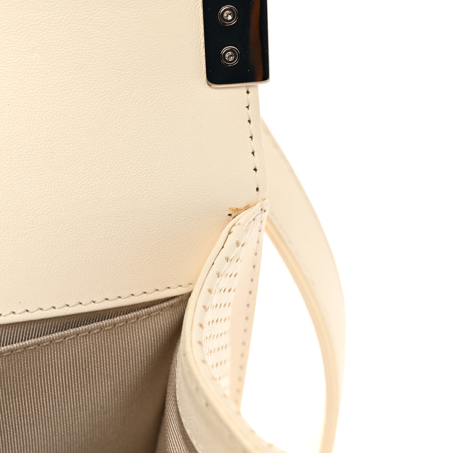 Lambskin Perforated Medium Boy Flap White