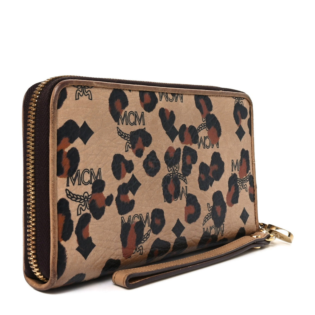 Visetos Leopard Print Zip Around Wallet Beige