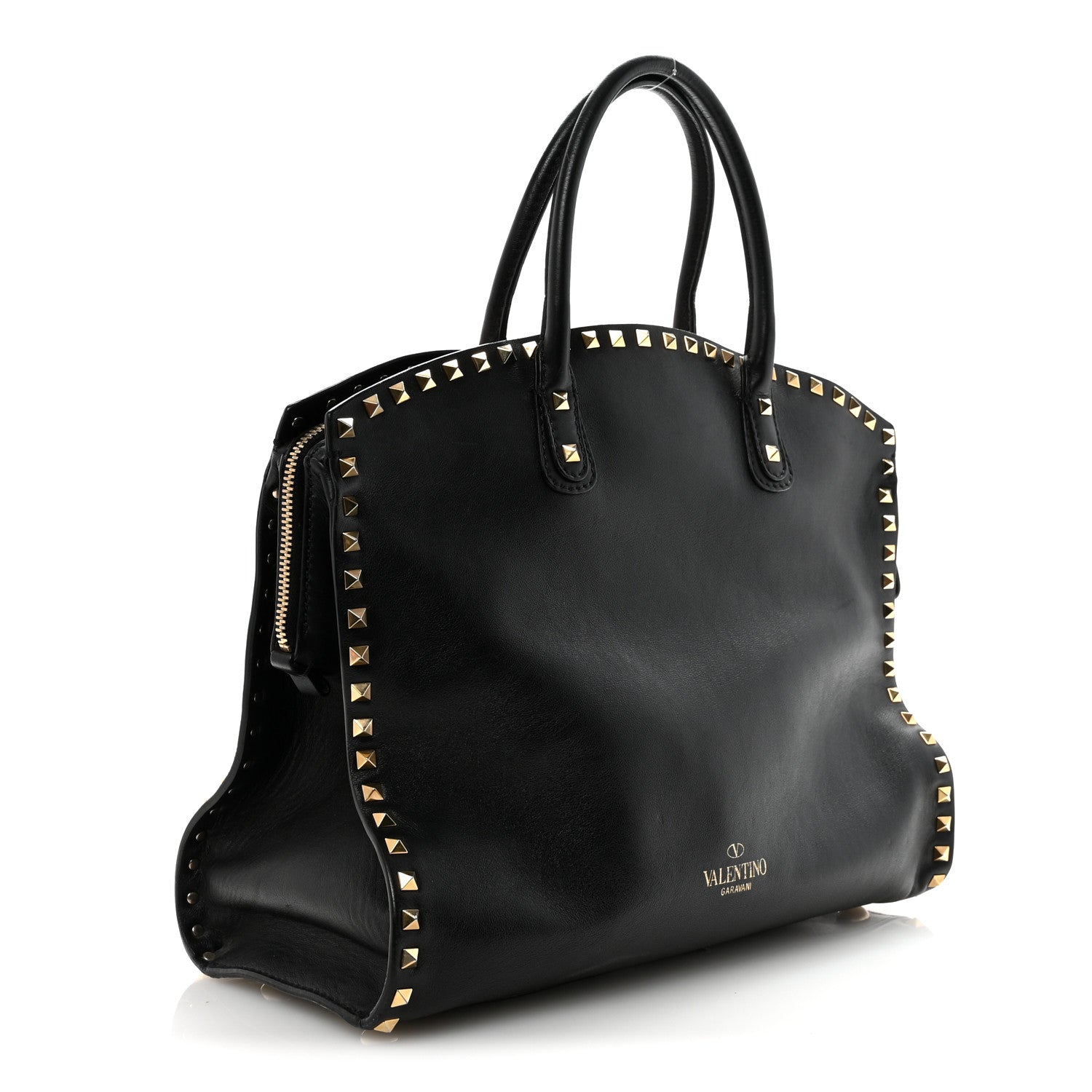 Vitello Rockstud Dome Shopper Black