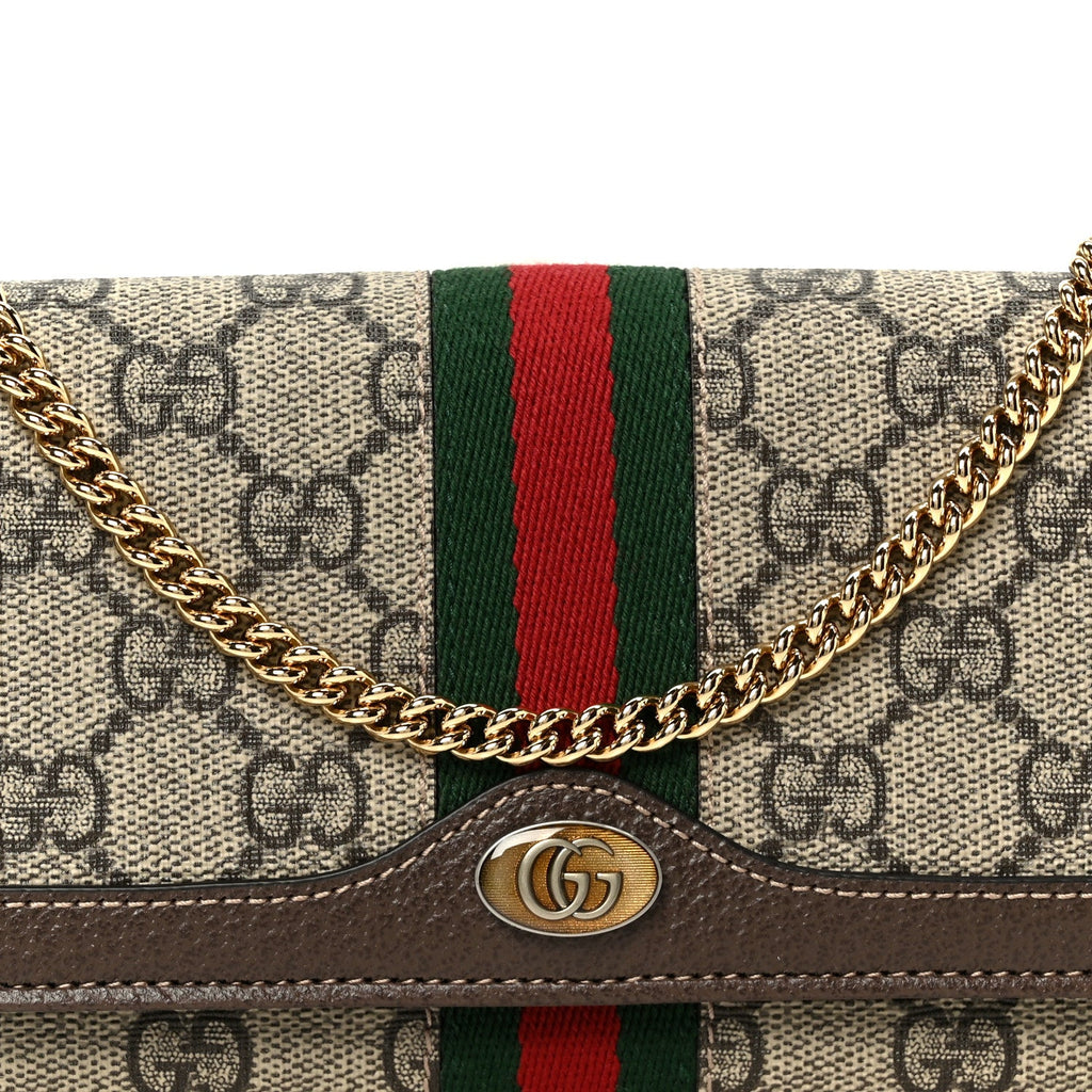 GG Supreme Monogram Web Ophidia Wallet On Chain Brown
