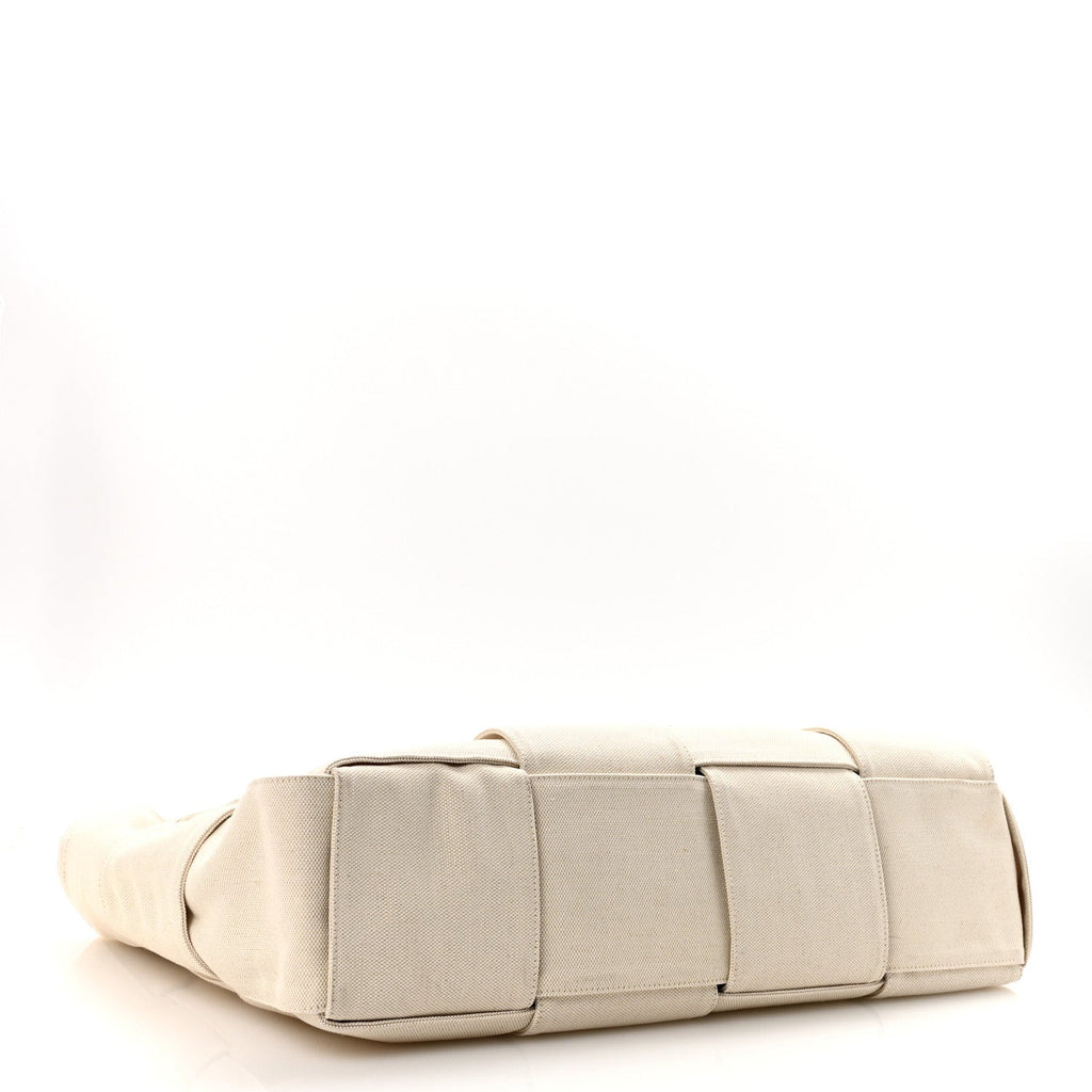 Canvas Maxi Intrecciato Large Arco Tote Beige Black