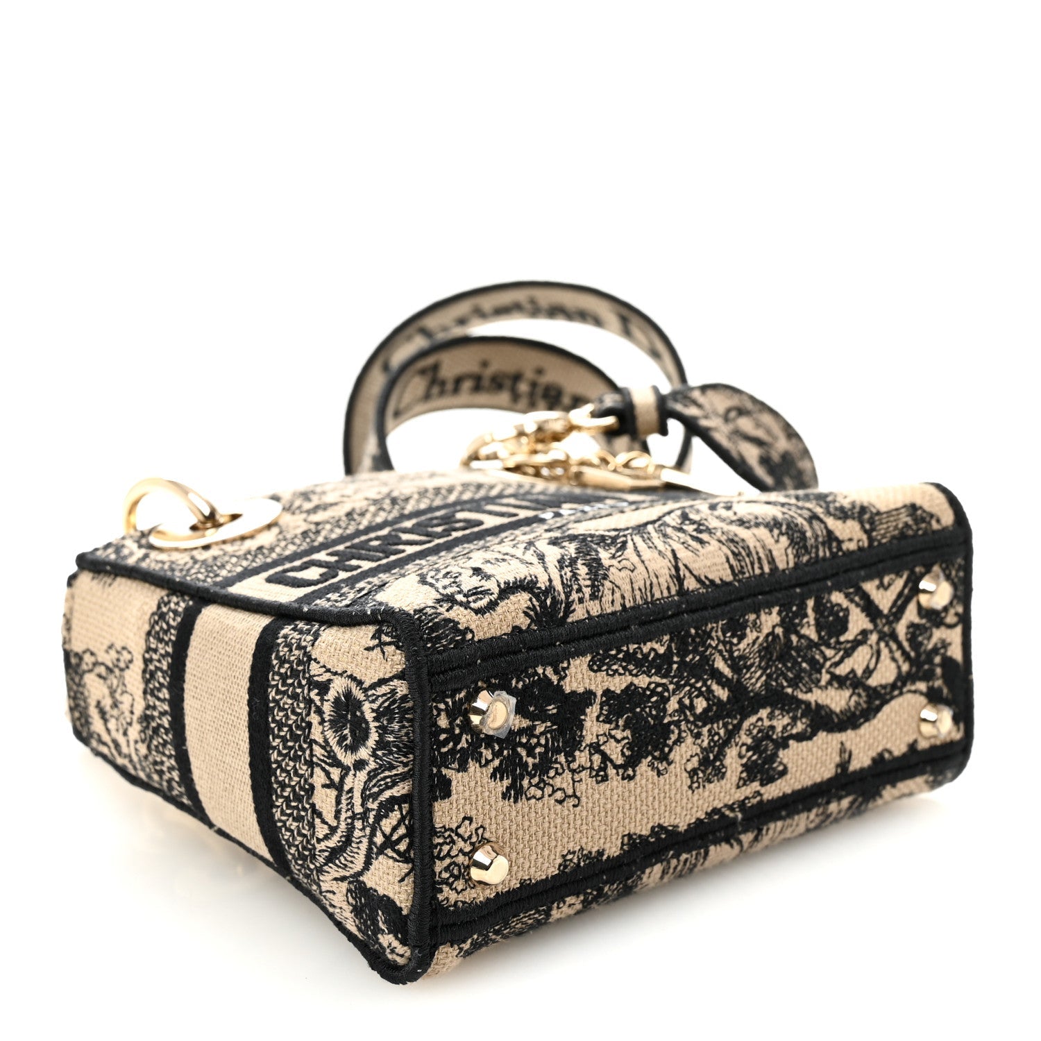 Canvas Toile De Jouy Embroidered Mini Lady D-Lite Brown Multicolor