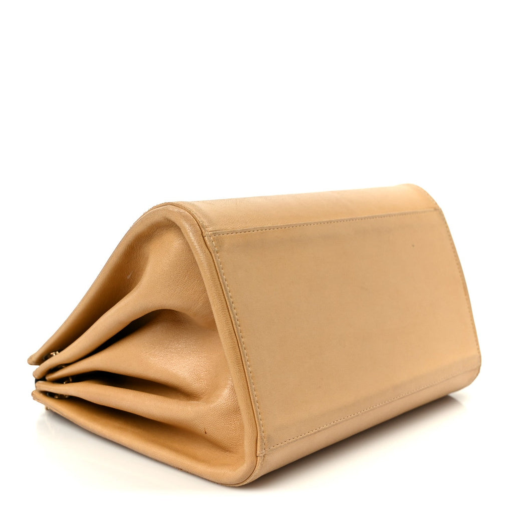 Lambskin Chocolate Bar Accordion Reissue Flap Beige
