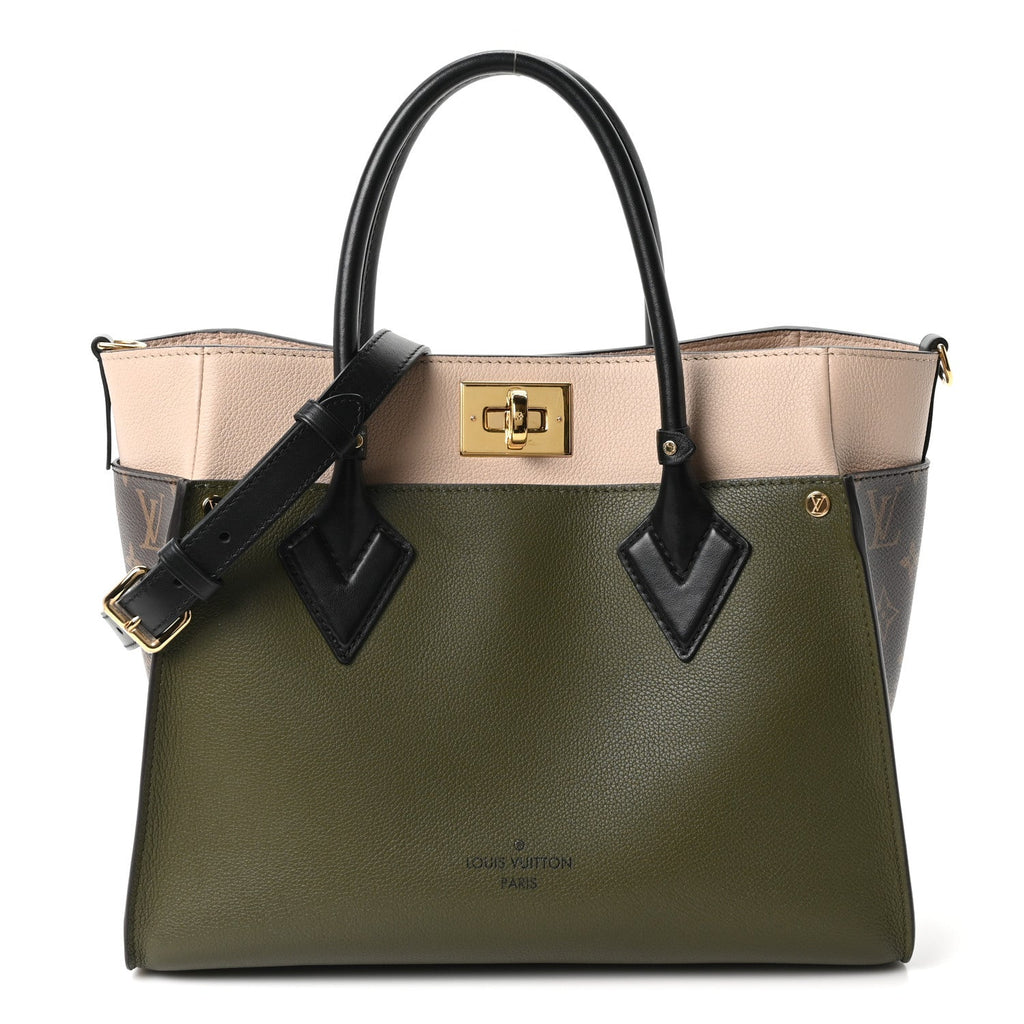 Calfskin Monogram On My Side MM Laurier Green Toffee Latte Beige