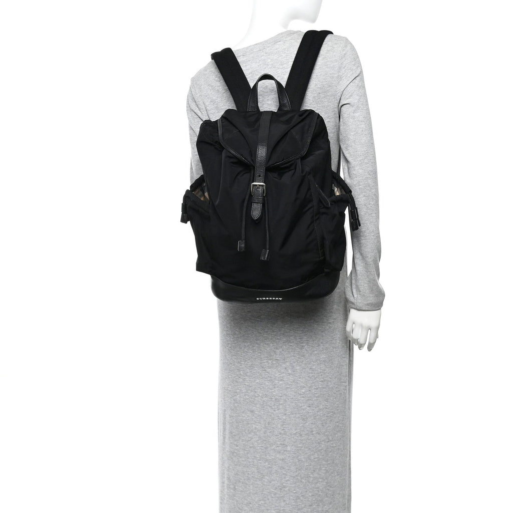 Nylon Grained Calfskin Watson Diaper Bag Black