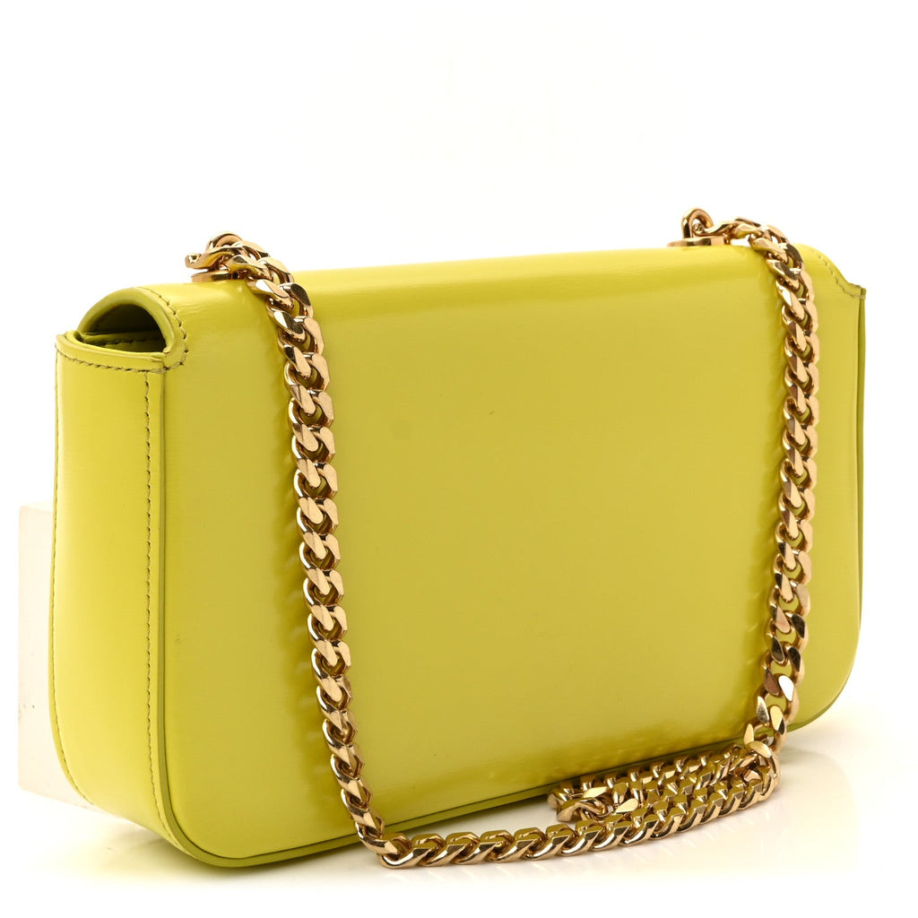 Shiny Calfskin Cuir Triomphe Chain Shoulder Bag Anis