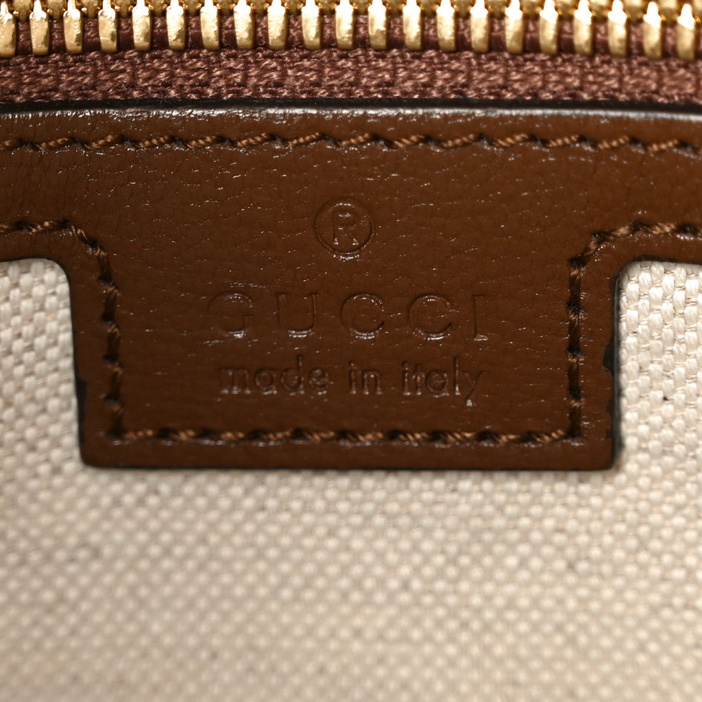 GG Supreme Monogram Azalea Calfskin Retro Interlocking G Wristlet Messenger Bag Beige Ebony Brown Sugar