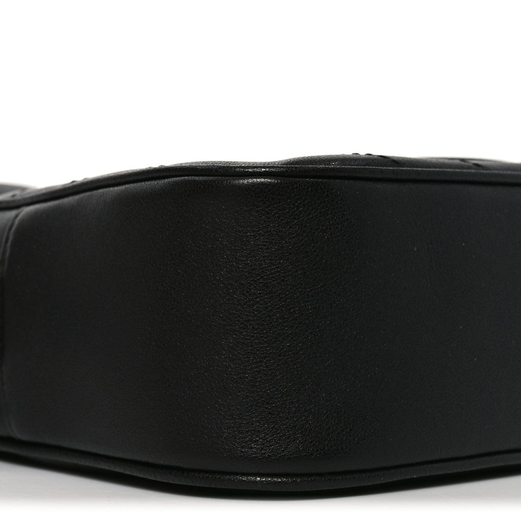 Sakai Be Green Calfskin Diagonal Stitched Small Blondie Shoulder Bag Black