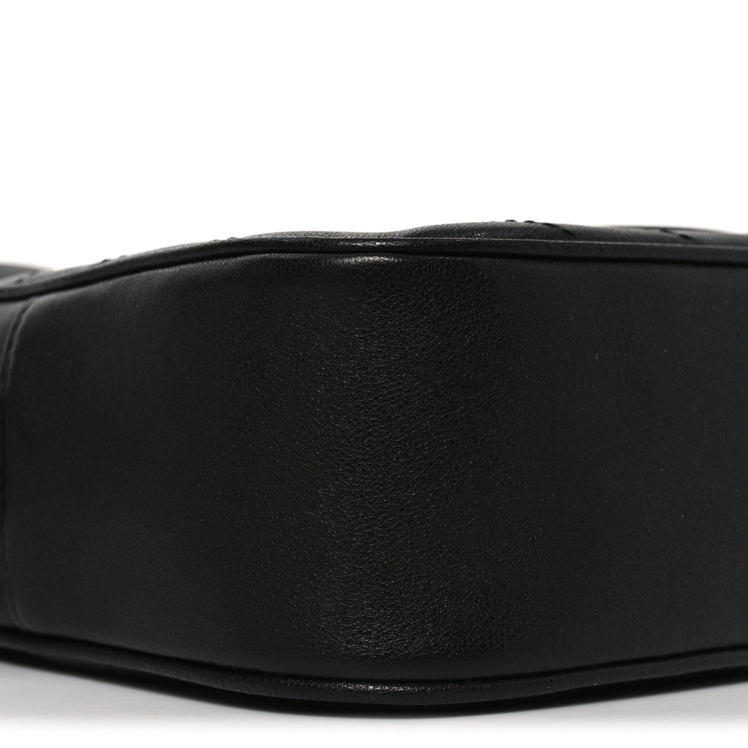 Sakai Be Green Calfskin Diagonal Stitched Small Blondie Shoulder Bag Black