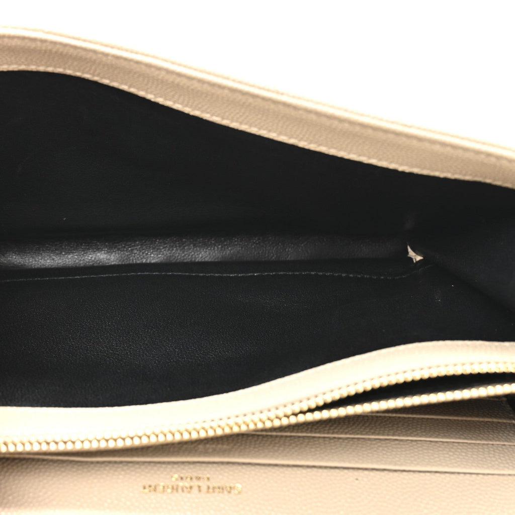 Grain De Poudre Matelasse Chevron Monogram Chain Wallet Dark Beige