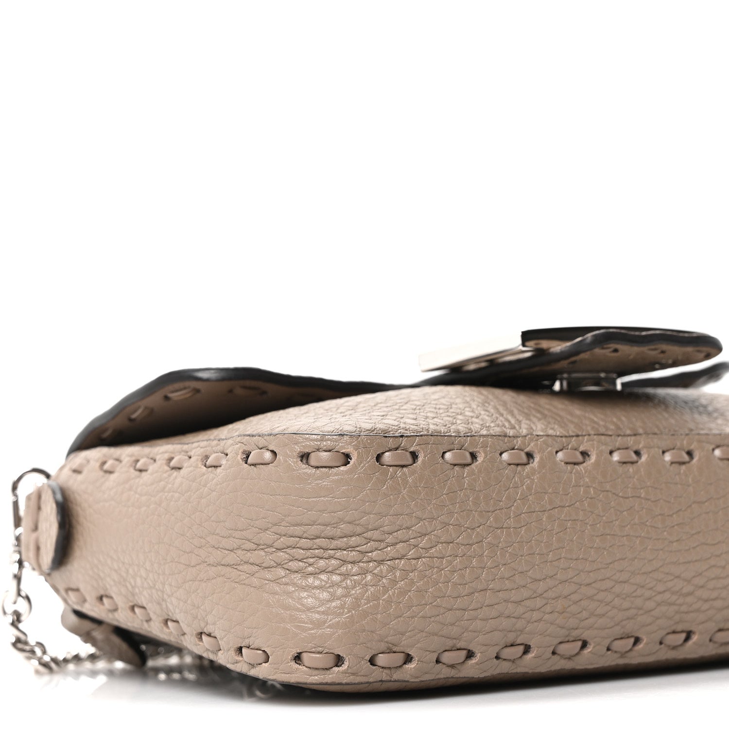 Cuoio Roma Sellerissima Nappa Sintetica Tape Stitch Mini Baguette Argento