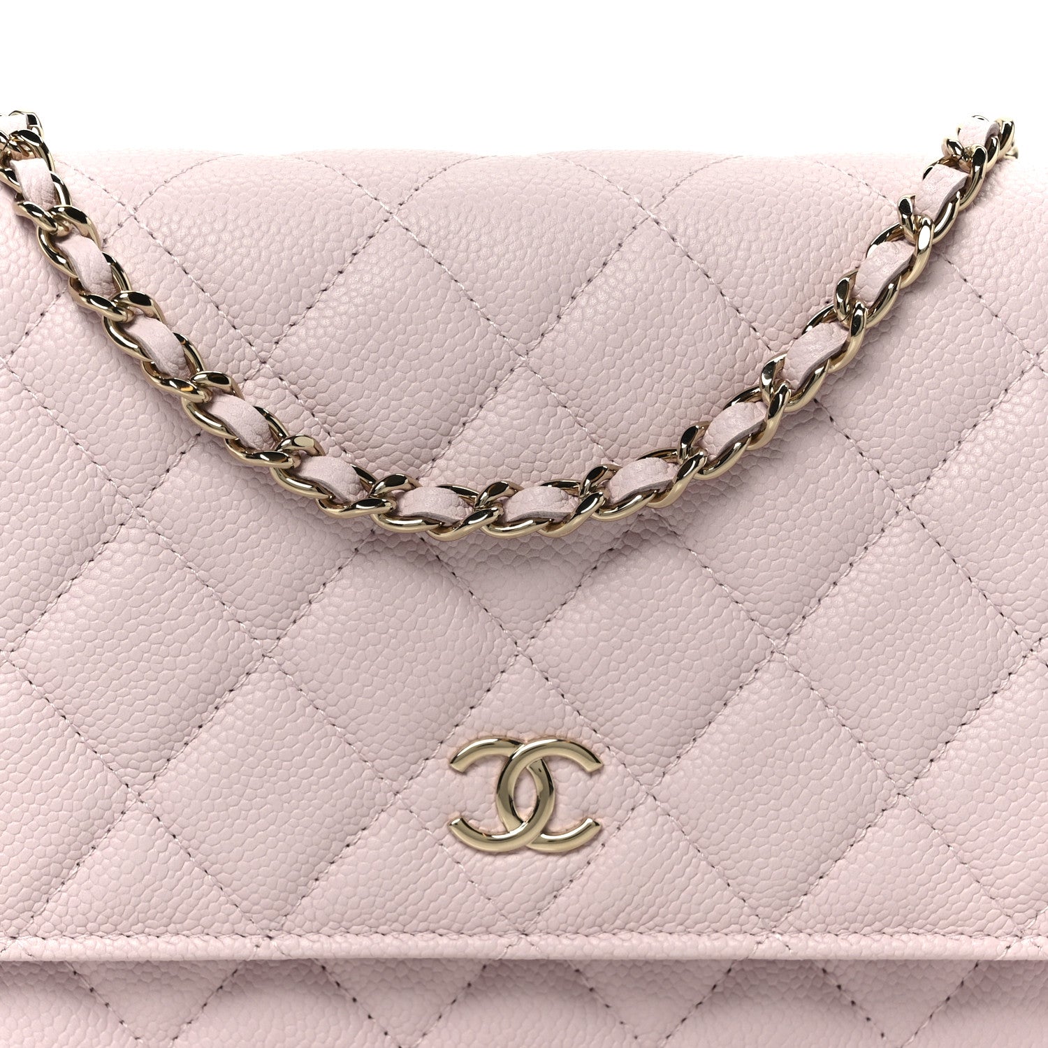 Caviar Quilted Tiny CC Wallet On Chain WOC Light Pink
