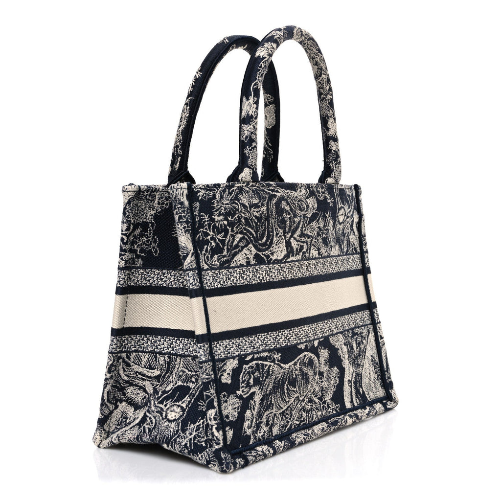 Canvas Embroidered Small Dioriviera Toile De Jouy Book Tote Blue