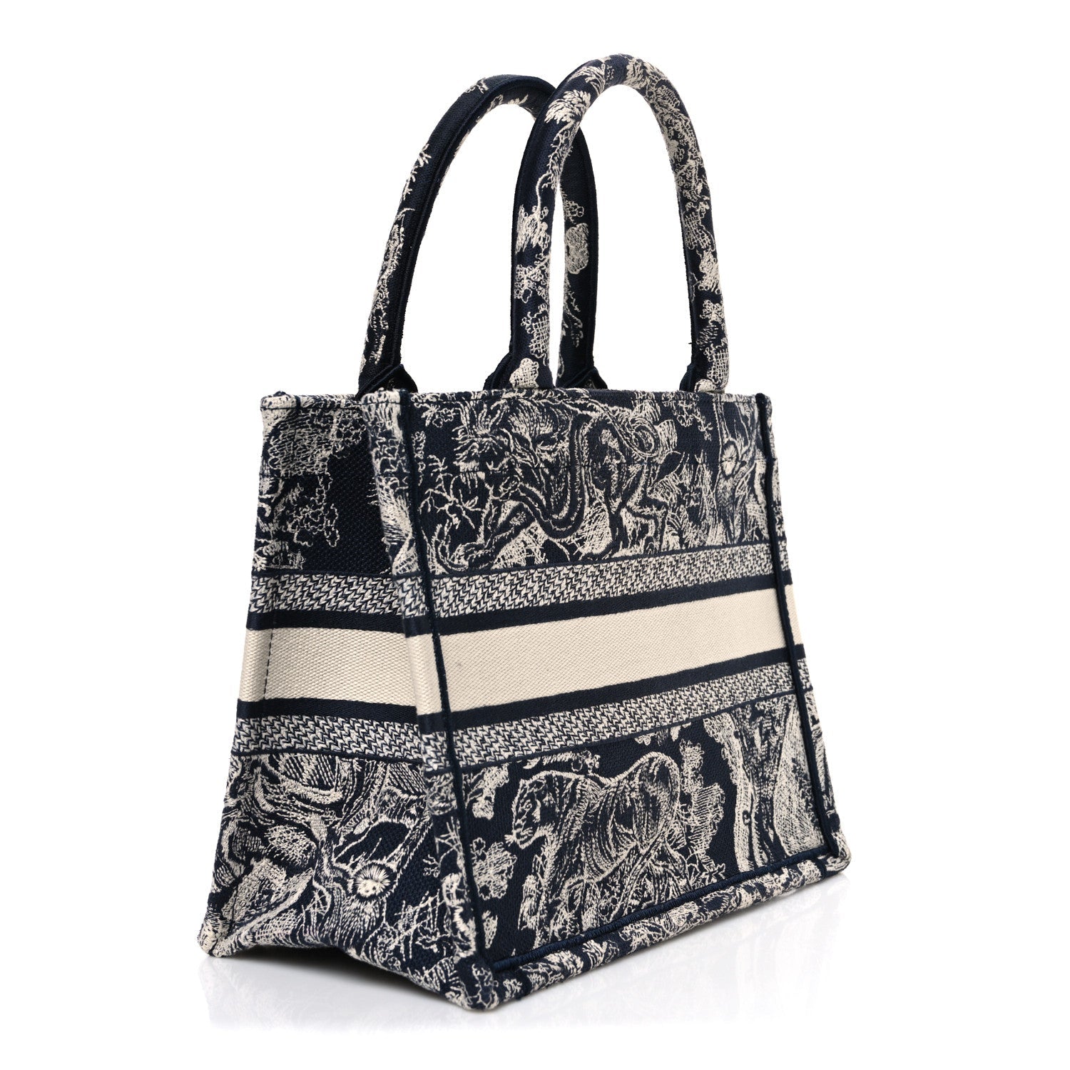 Canvas Embroidered Small Dioriviera Toile De Jouy Book Tote Blue