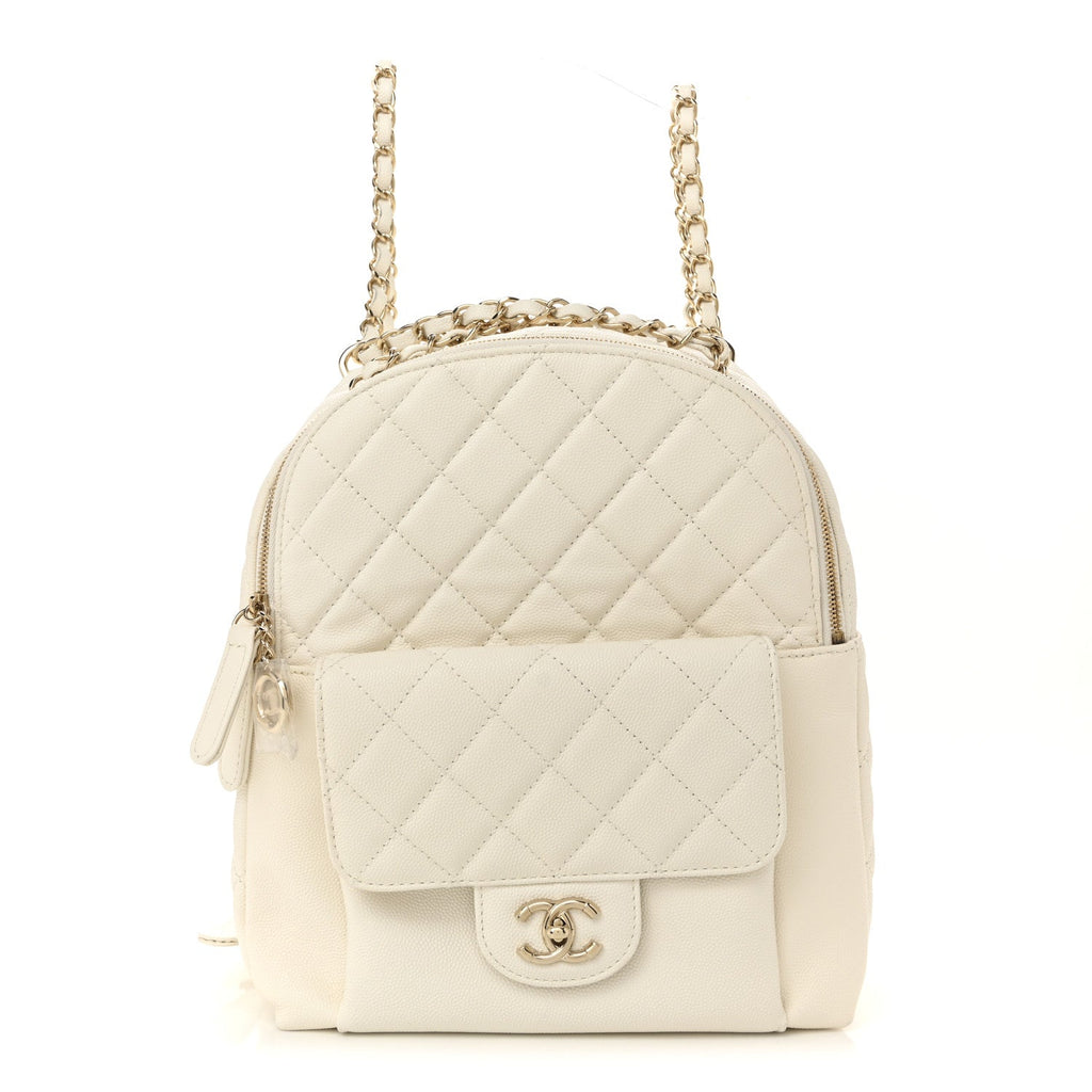 Caviar Quilted Small CC Day Backpack White
