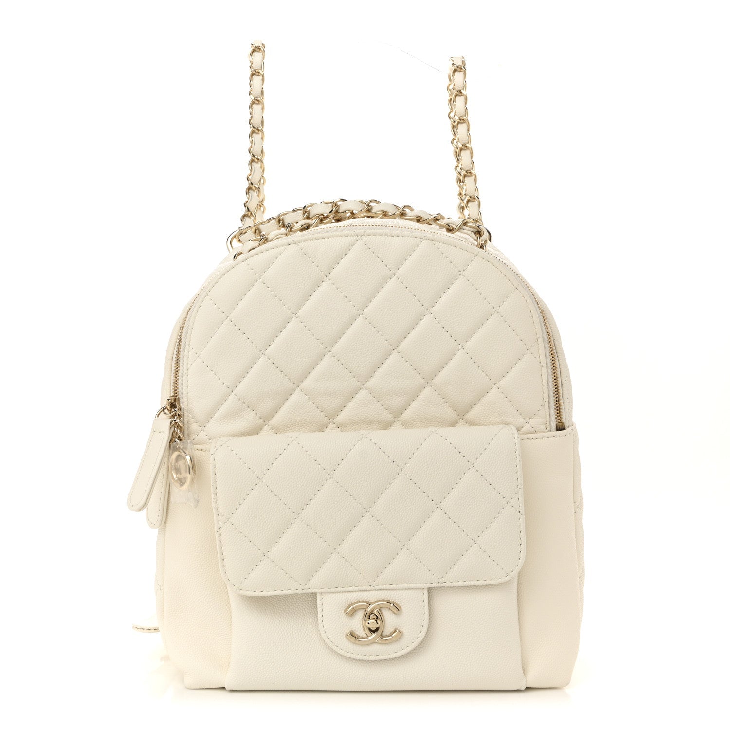 Caviar Quilted Small CC Day Backpack White