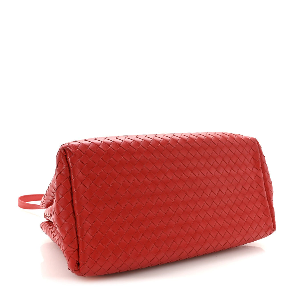 Nappa Intrecciato Small Roma Tote Red