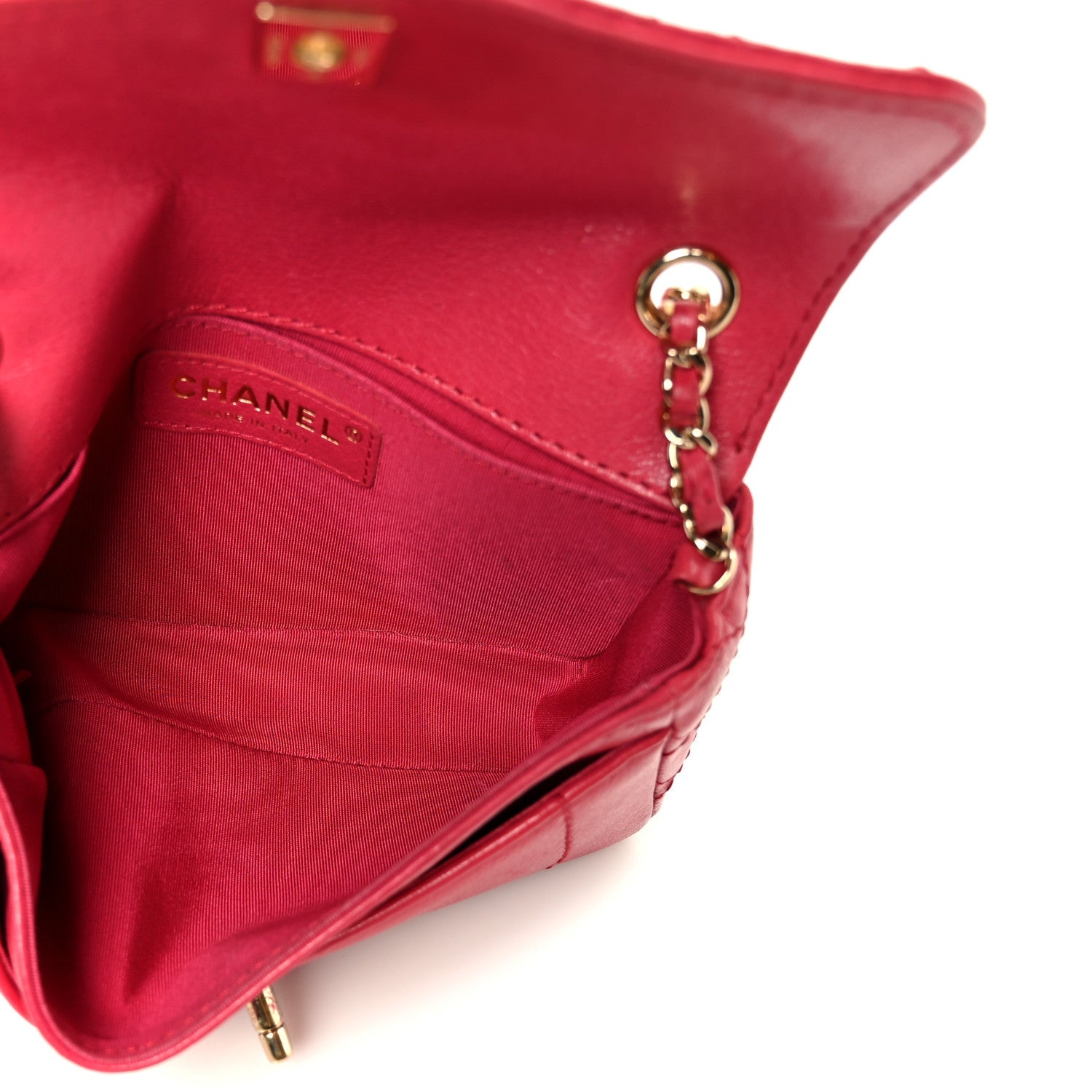 Goatskin Quilted Coco Curve Flap Messenger Flap Red