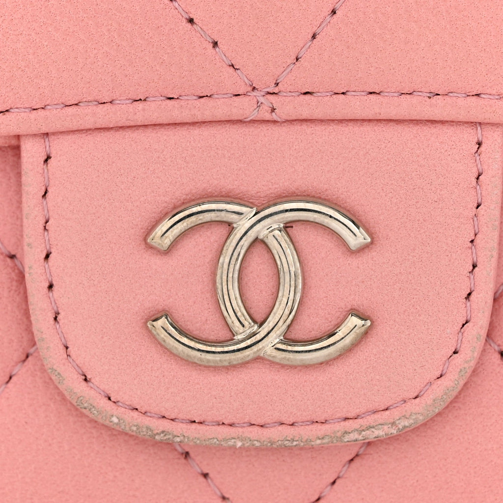 Lambskin Quilted Large Flap Wallet Pink