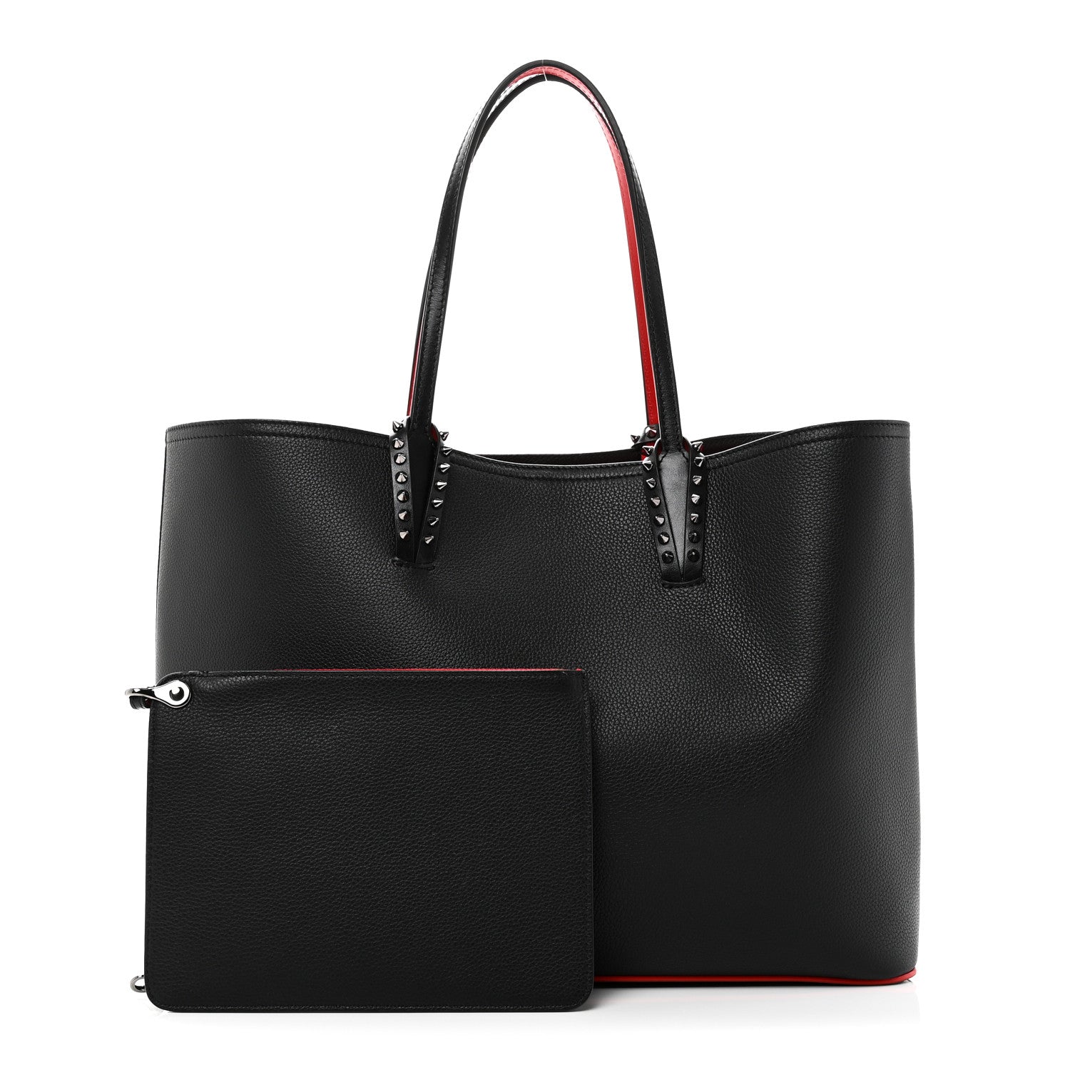 Calfskin Empire Spikes East West Cabata Tote Black