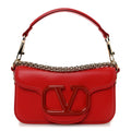 Calfskin Enamel Vlogo Small Loco Shoulder Bag Rouge Pur