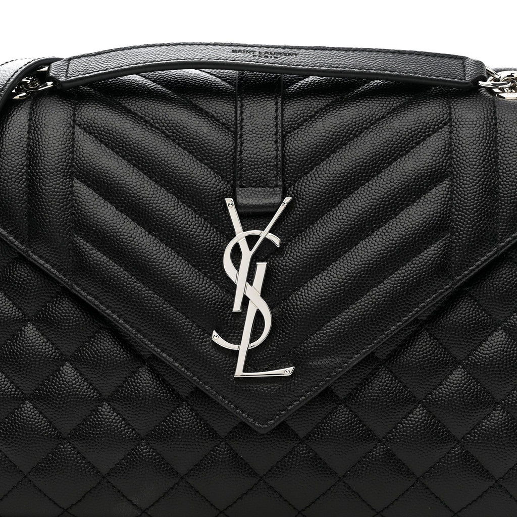 Grain De Poudre Textured Mixed Matelasse Triquilt Medium Monogram Satchel Black