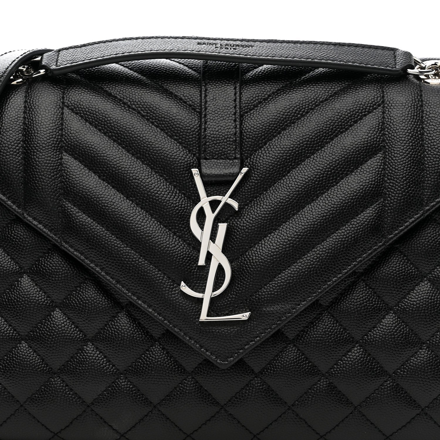 Grain De Poudre Textured Mixed Matelasse Triquilt Medium Monogram Satchel Black