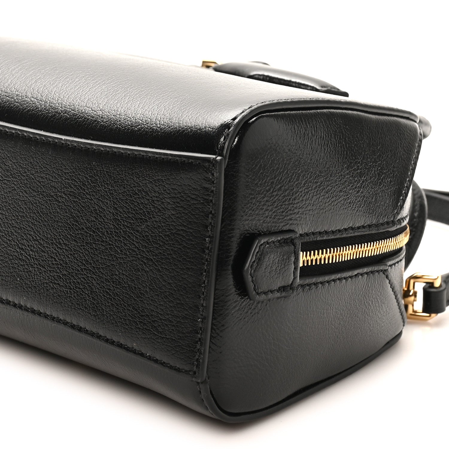 Tumbled Buffalo Nano Antigona Cube Bag Black