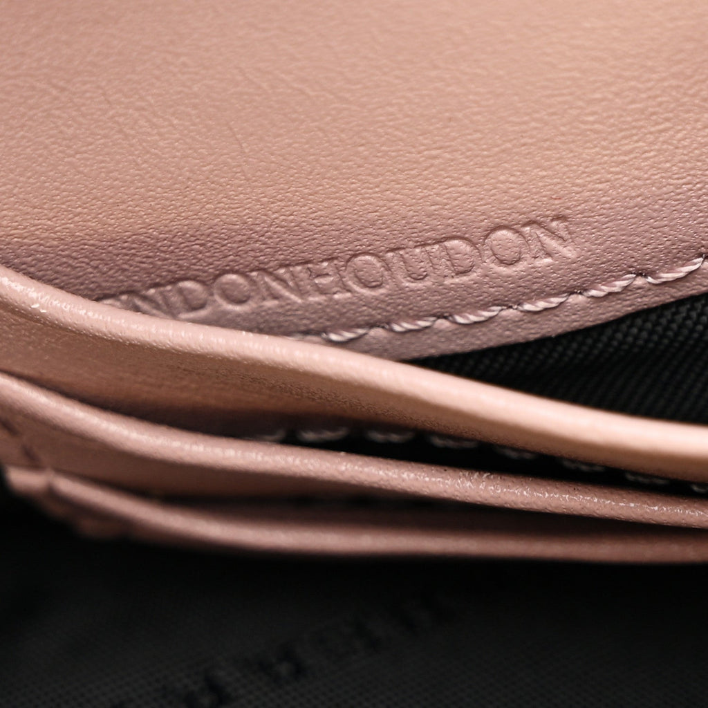 Signature Grain Calfskin Check Embossed Peyton Crossbody Clutch Bag Pale Orchid