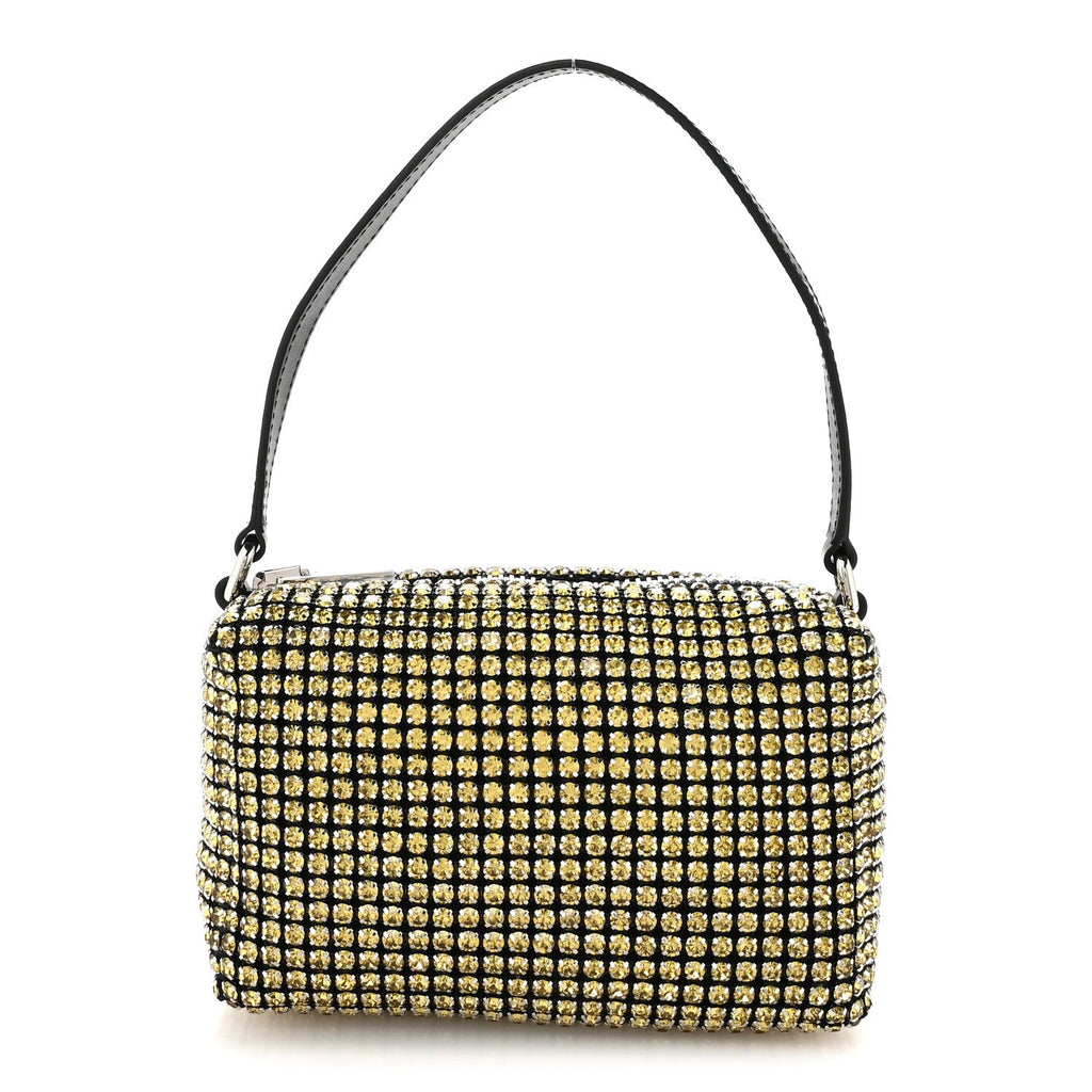 Mesh Crystal Rhinestone Mini Heiress Pouch Porcelain