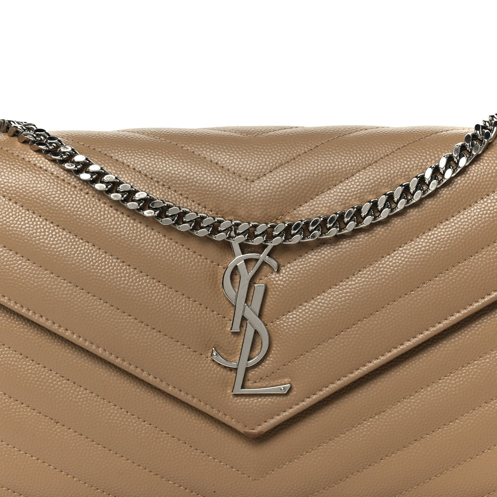 Grain De Poudre Matelasse Chevron Monogram Chain Wallet Taupe