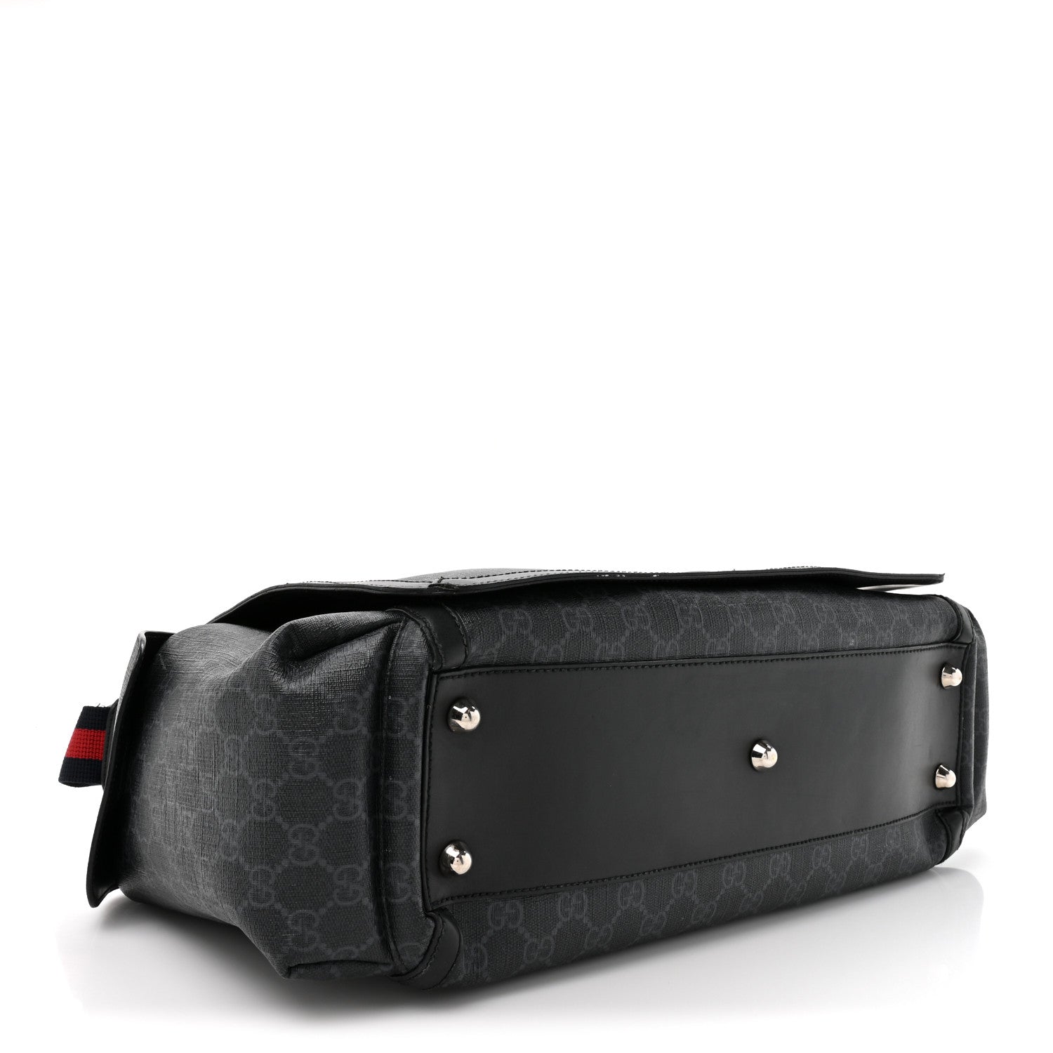 GG Supreme Monogram Web Messenger Diaper Bag Black Grey