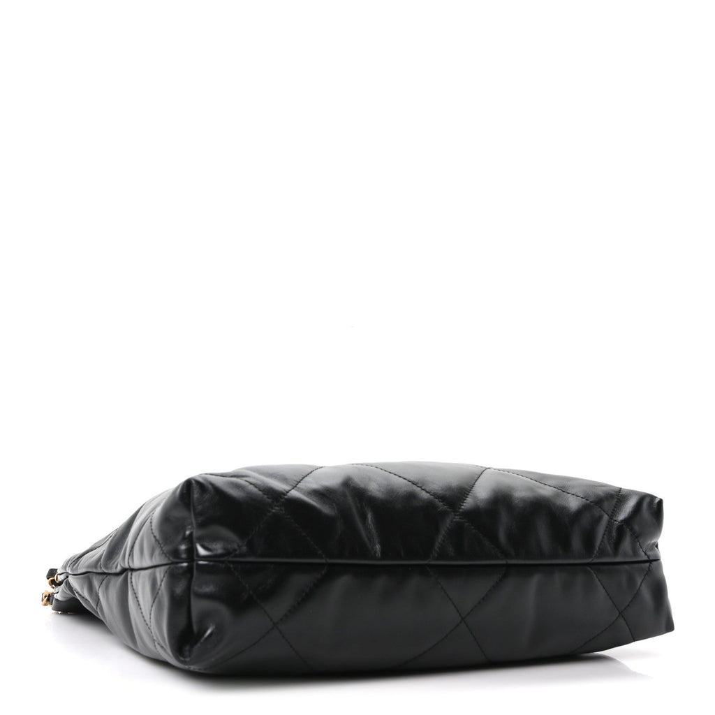 Shiny Calfskin Quilted Small Chanel 22 Black