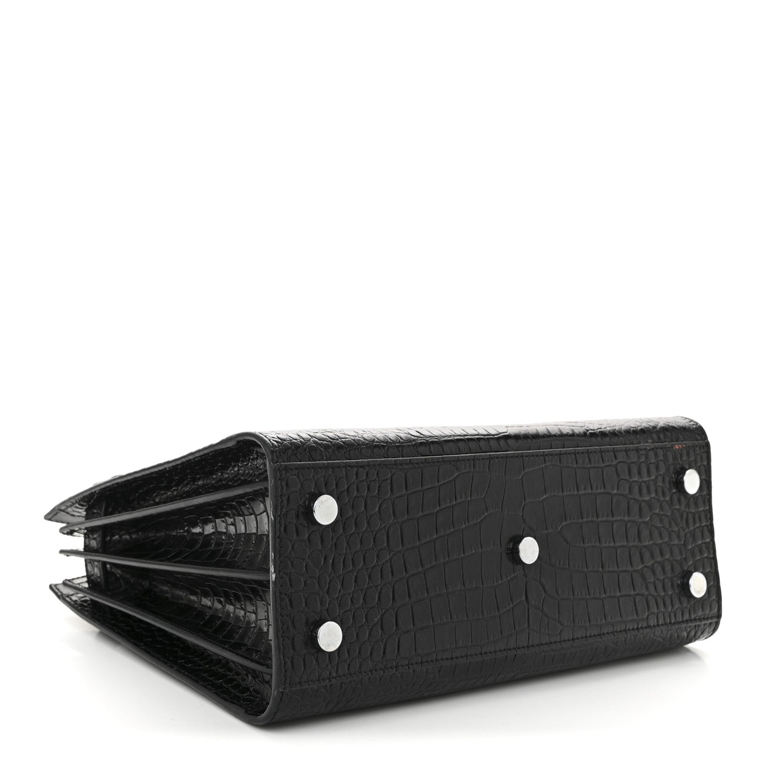 Calfskin Crocodile Embossed Baby Sac De Jour Black