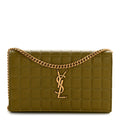 Lambskin Carre Quilted Cassandre Chain Wallet Olive Drab