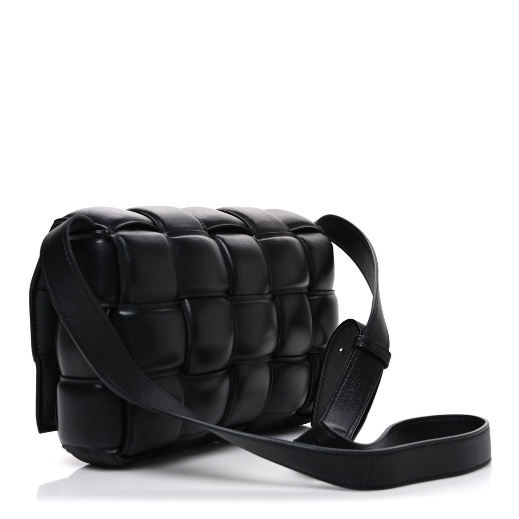 Nappa Maxi Intreccio Padded Cassette Crossbody Bag Black