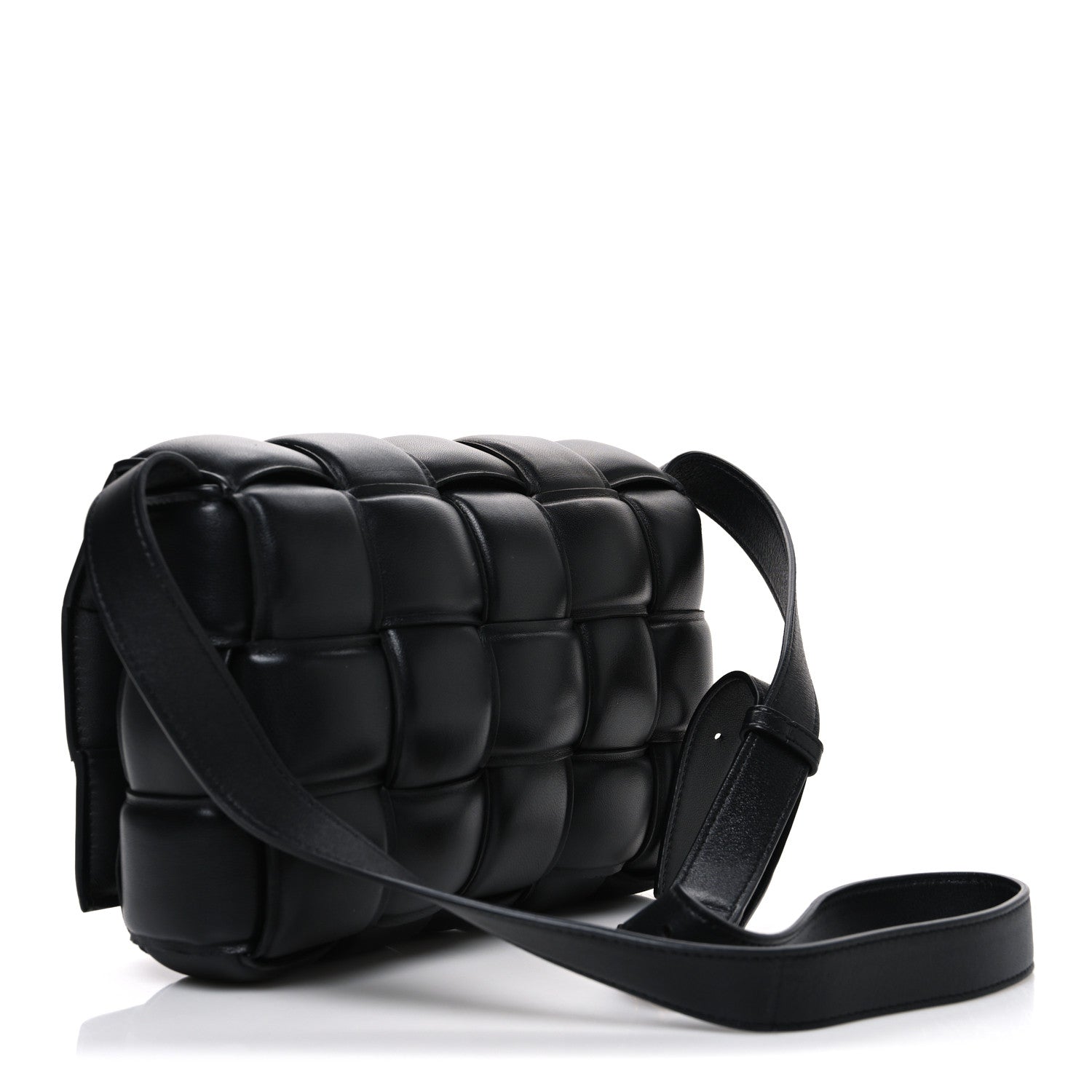 Nappa Maxi Intreccio Padded Cassette Crossbody Bag Black
