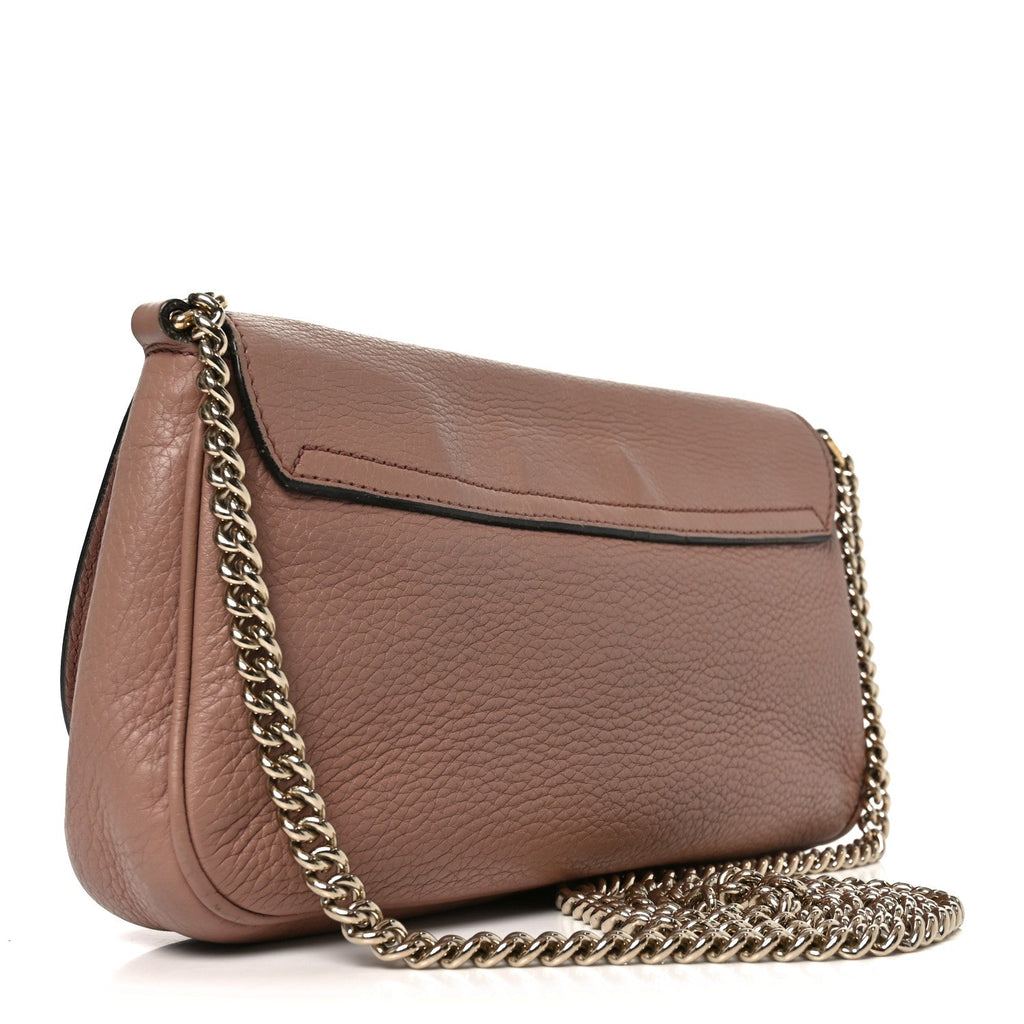 Pebbled Calfskin Medium Soho Flap Crossbody Pale Pink