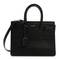 Calfskin Crocodile Embossed Baby Sac De Jour Black